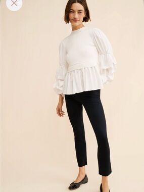 Ruffle Twofer Sweater - White